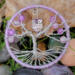 light purple tree of life feasturing a chunky owl charm and light purple glass beads
